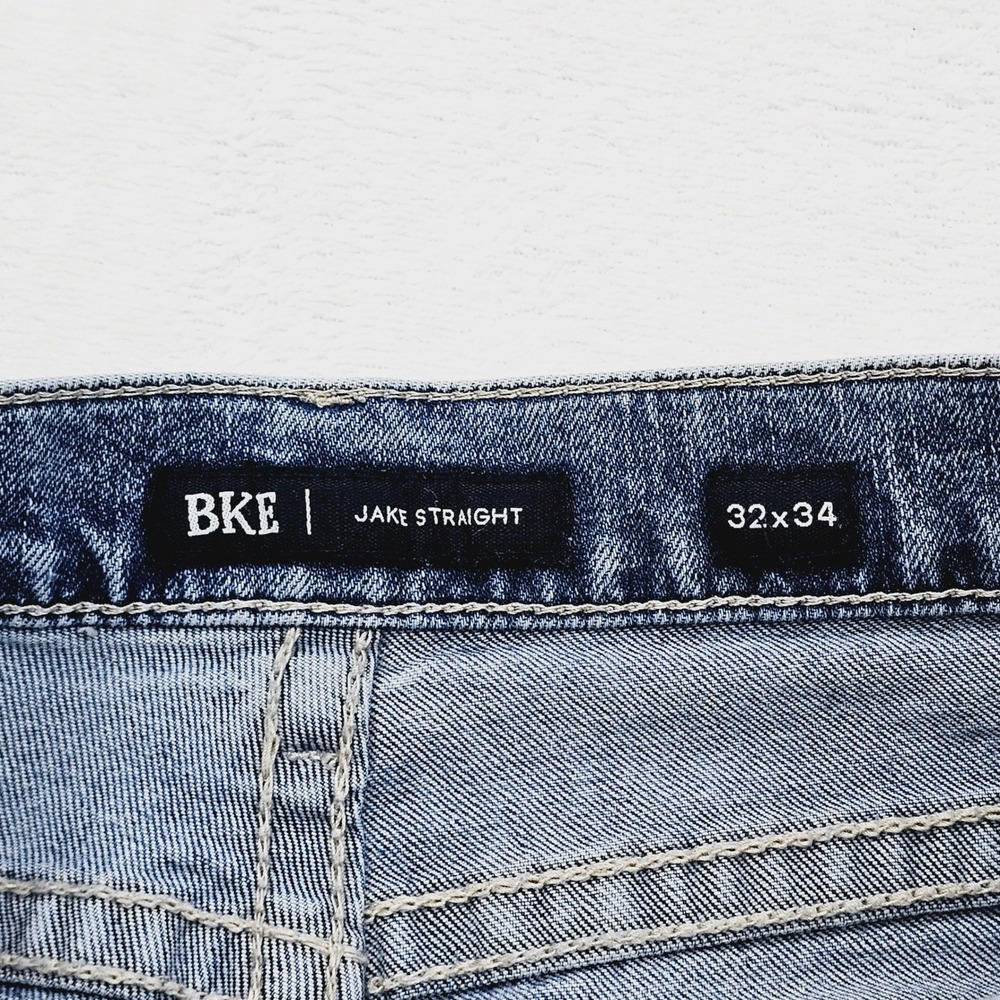 BKE Jake Straight Jeans Men 32W 33L Buckle Blue Stretch Denim Western - Picture 4 of 13